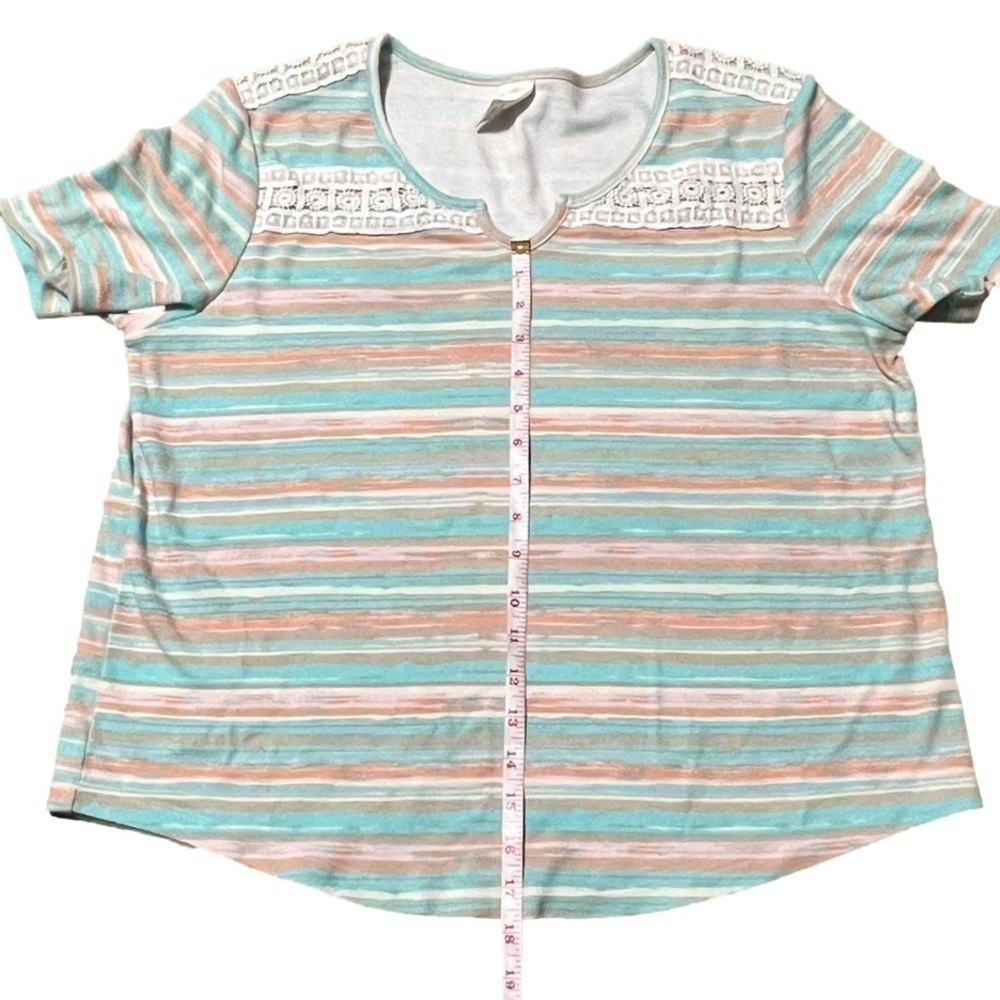 BLAIR Striped Lace Collar Top Women’s (Sz L) - Picture 10 of 10